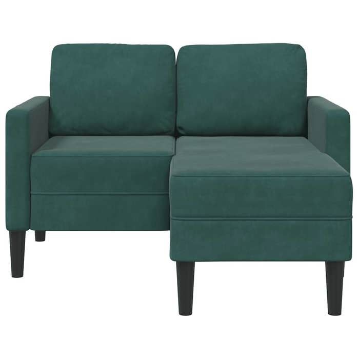 Promotion janvier Canapé 2 places - MANGO - SOFA DOUBLE - avec méridienne en L - vert foncé 125 cm - velours - SS1209