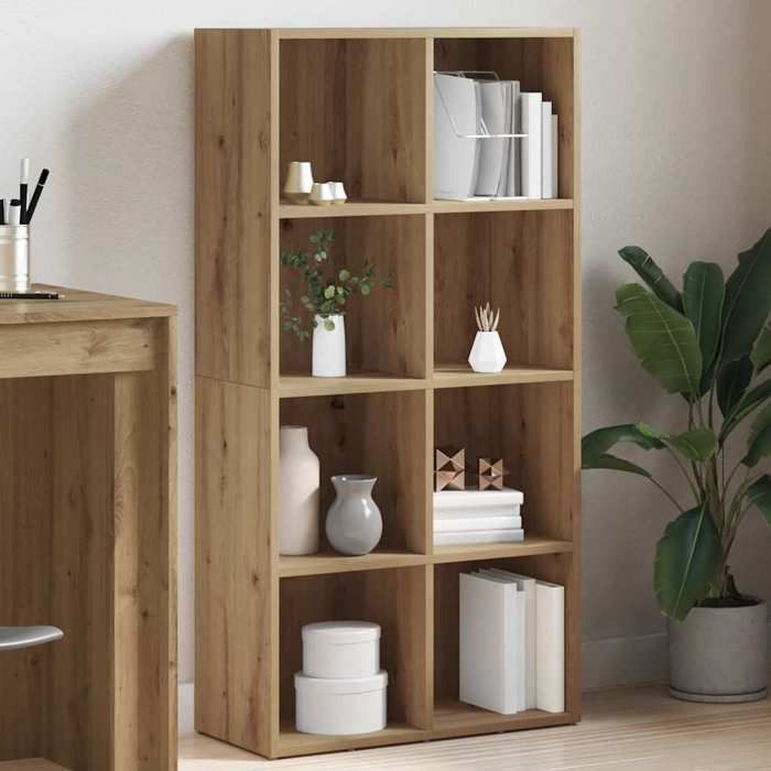 Bibliothèque en bois dingénierie - vidaXL - 66x30x130 cm - Chêne artisanal - 8 compartiments - Capacité 60 kg