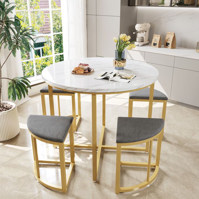 Ensemble de table de salle à manger avec quatre chaises ensemble de salle à manger avec plateau en MDF chaise en velours gris
