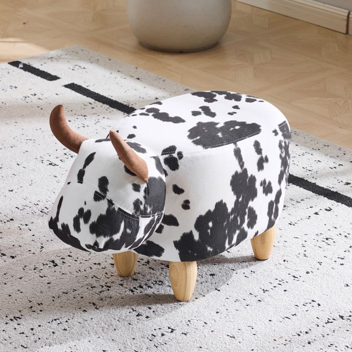 Pouf repose-pied avec pieds en bois massif banc à chaussures tabouret bas Pour chambre et entrée Noir et Blanc