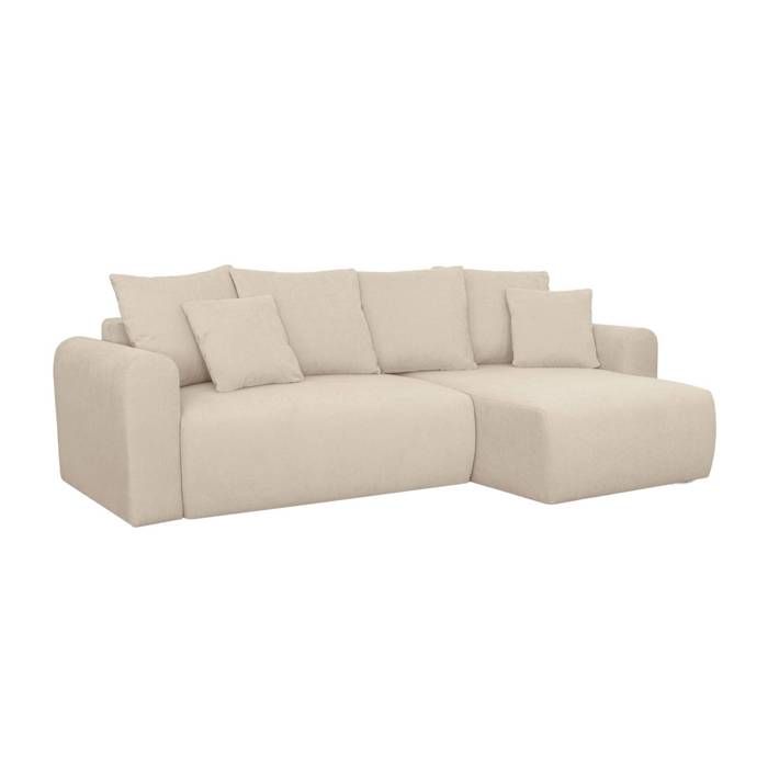 Canapé dangle convertible réversible 3 places tissu chenille avec coffre de rangement greige - Almo Canapé dangle convertible réversible 3 places tissu chenille avec coffre de rangement greige - Almo
