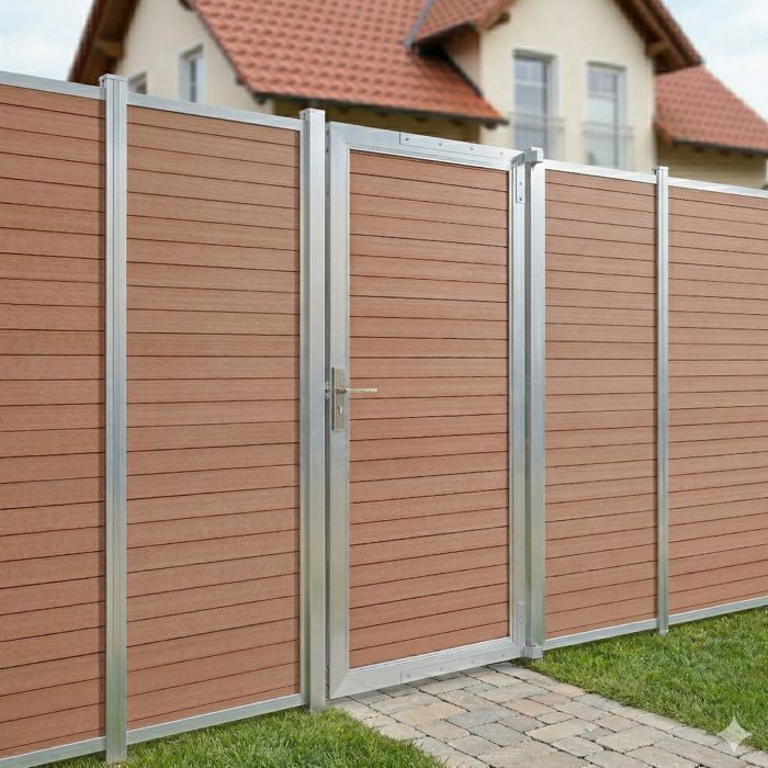 Portail de jardin Segovia 180 x 90 cm WPC aspect bois marron