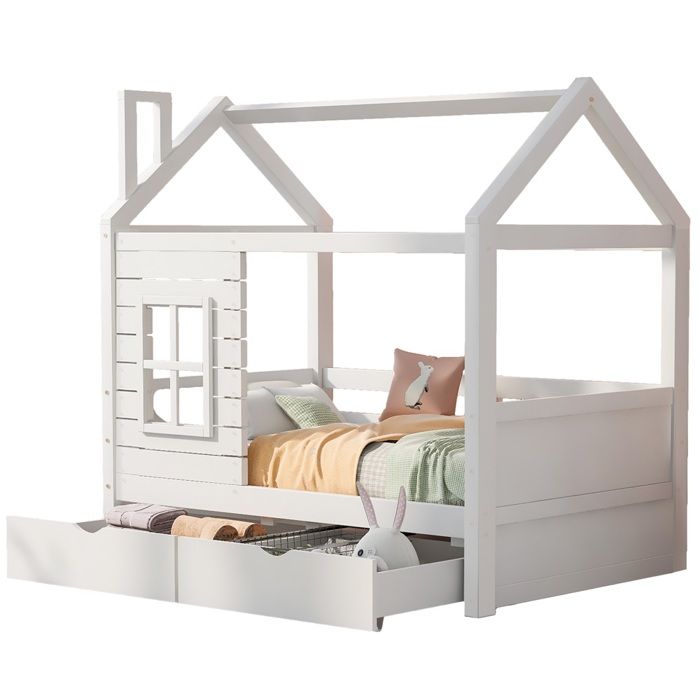 Lit Enfant Blanc 80x160 - Bois Massif Protection Chutes - Sommier Lattes Garçons Filles - Chambre Sûre - Sans Matelas Lit Enfant Blanc 80x160 - Bois Massif Protection Chutes - Sommier Lattes Garçons Filles - Chambre Sûre - Sans Matelas