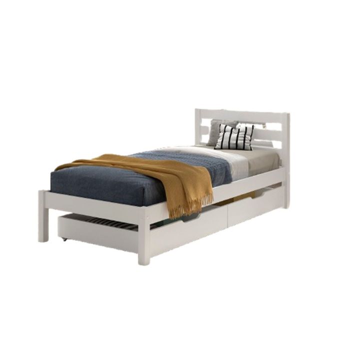 Lit simple - VIPACK - PINO - Blanc - 90 x 200 cm - Sommier à lattes & tiroirs Lit simple - VIPACK - PINO - Blanc - 90 x 200 cm - Sommier à lattes & tiroirs