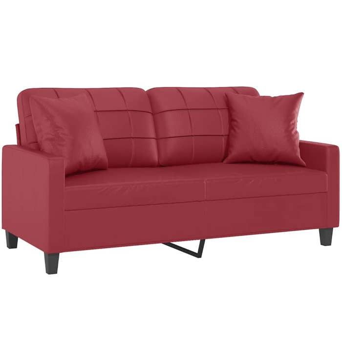 （Rouge）Siège de Salon - Canapé 2 places avec oreillers bordeaux 140 cm similicuir - Sofa-canapé hfs15041