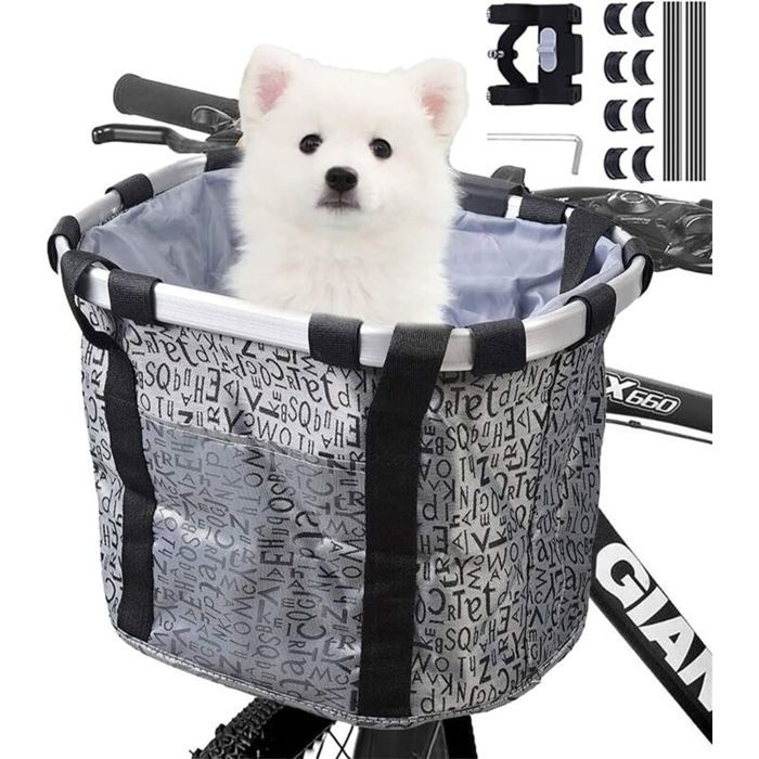 Panier De Vélo Amovible Vélo Guidon Panier Cycle Avant Toile Panier Transporteur Sac Pet Carrier En Métal Daluminium Pour Vtt