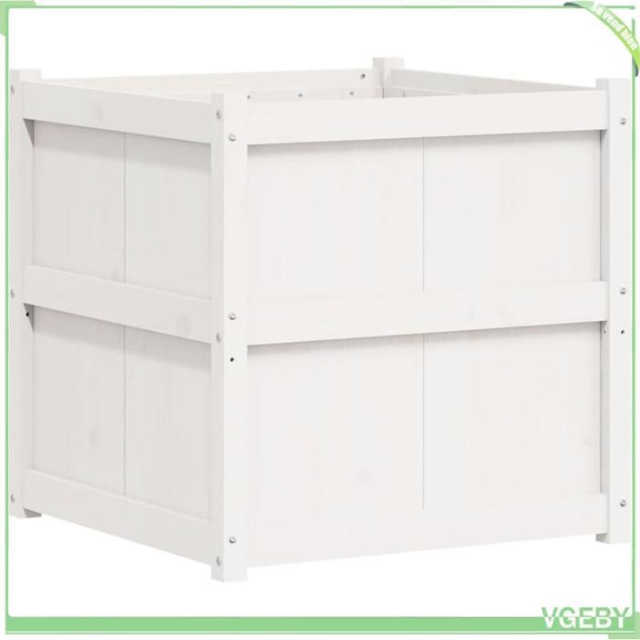 Jardinière en bois - FAFEICY - 837435 - blanc - bois de pin massif - 70x70x70 cm