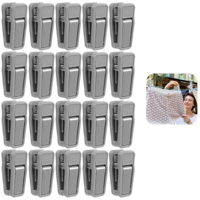Clips Pour Cintres Antidérapants 20 Pièces Pinces À Vêtements Plastique Gris 5 5 x 2 5 x 2 cm Pour Pantalons Jupes Linge