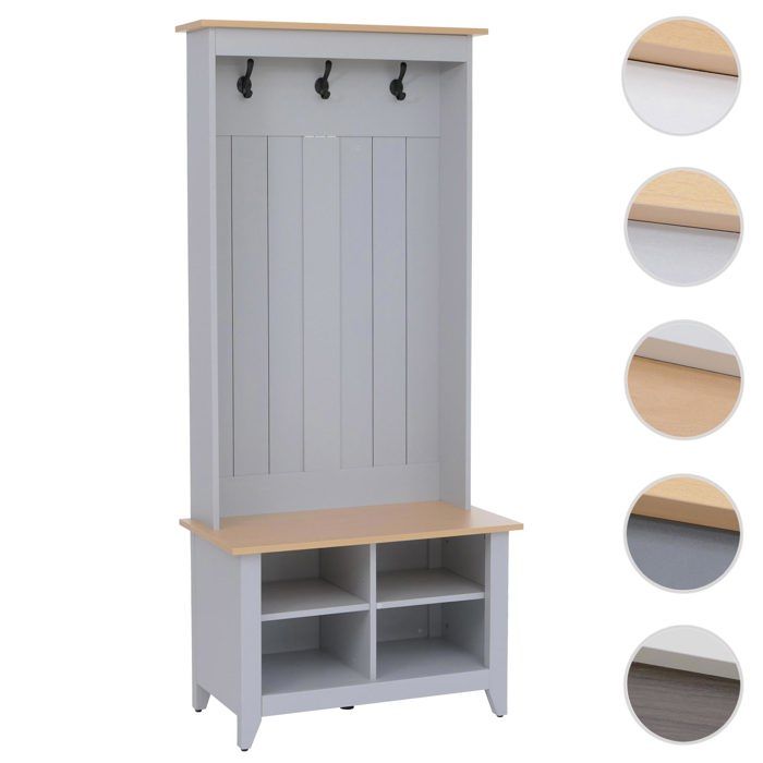 Penderie HWC-P28 banc mélaminé 170x76x39 cm gris clair naturel