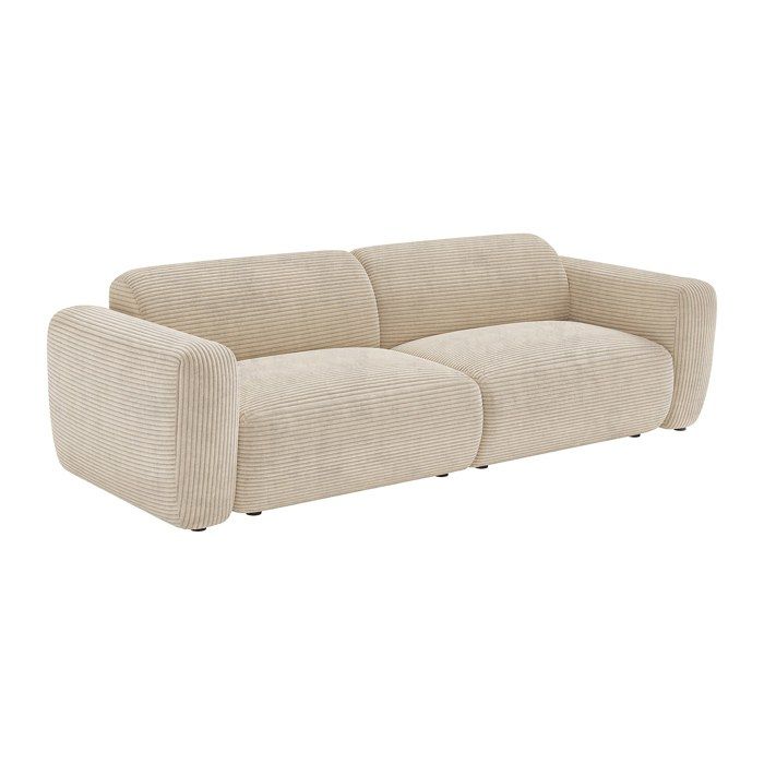 Canapé 4 places convertible en velours côtelé beige POGNI de Maison Céphy
