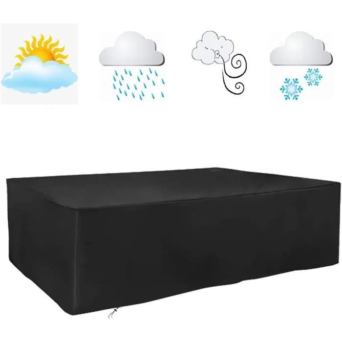 Housse de protection mobilier de jardin imperméable 240 x 140 x 90 cm table rectangulaire anti-UV coupe-vent