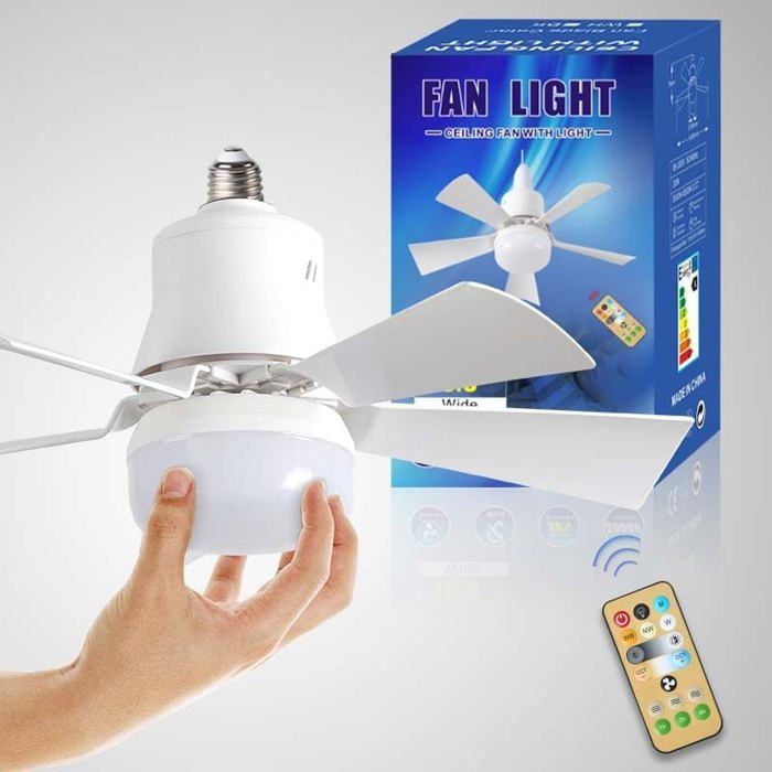 Ventilateur Plafond LED 40W - Silencieux Télécommande 52cm - Ampoule B22 E27 intégrée - Chambre - B