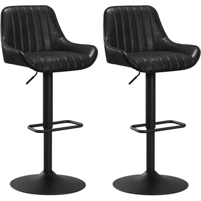 WOLTU Lot 2 Tabourets Bar Réglable - Accoudoirs Siège & Dossier Rembourrés Faux Cuir Ciré & Métal pour Ilôt Central Bar Noir WOLTU Lot 2 Tabourets Bar Réglable - Accoudoirs Siège & Dossier Rembourrés Faux Cuir Ciré & Métal pour Ilôt Central Bar Noir
