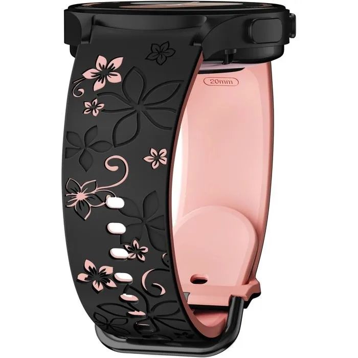 Bracelet en Silicone Compatible avec Samsung Galaxy Watch 7 6 5 4 FE 40mm 44mm Deux Tons Floral Bracelets Montre Femme
