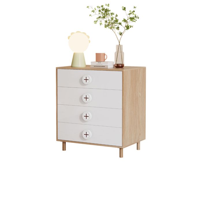 Table de chevet commode armoire enfant à 4 tiroirs blanche 80 x 54 x 90 cm