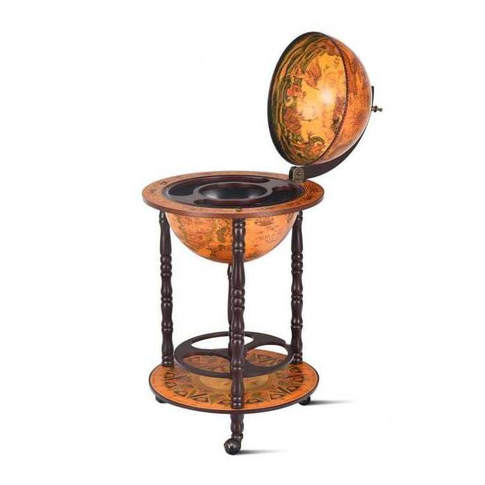 3 roulettes meuble bar globe pour rangement de bouteilles et verres style italien déplacement facile