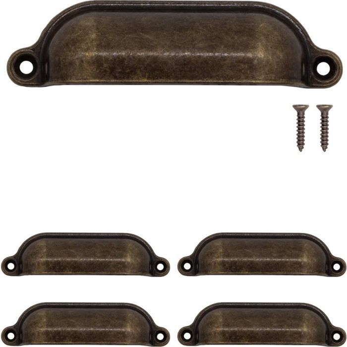 4pcs Poignées de tiroir vintage - Design bronze antique Fixation facile avec vis incluses - Meubles buffet commode