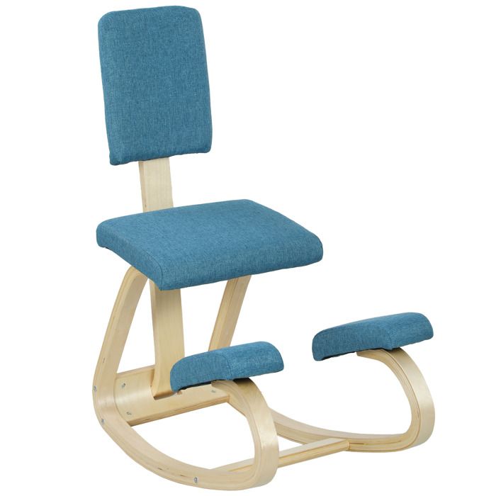 Chaise à genoux ergonomique avec dossier et siège basculant correcteur de posture 51x84x93cm bleu foncé