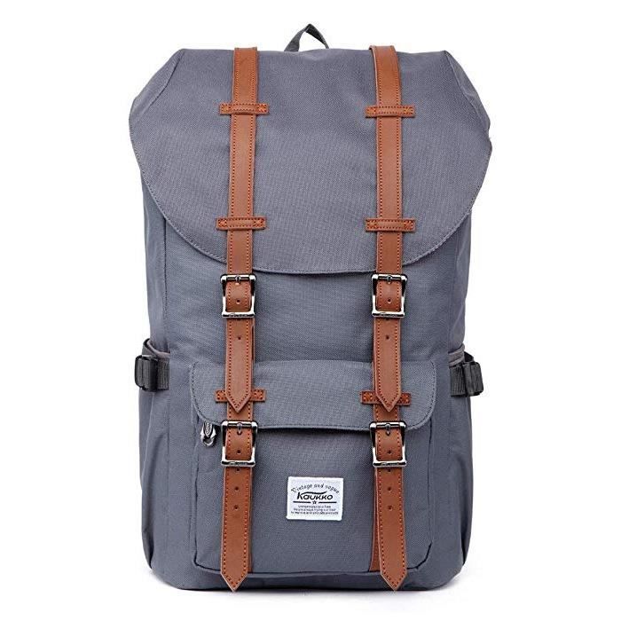 Sac à Dos Femme Grande Capacité Gris - Pour L'école Et Le Voyage - Nylon - Neuf Avec étiquettes