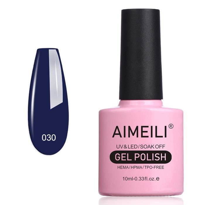AIMEILI Soak Off UV LED Vernis à Ongles Gel Semi-Permanent Blue Gel Polish - Navy Seals (030) 10ml