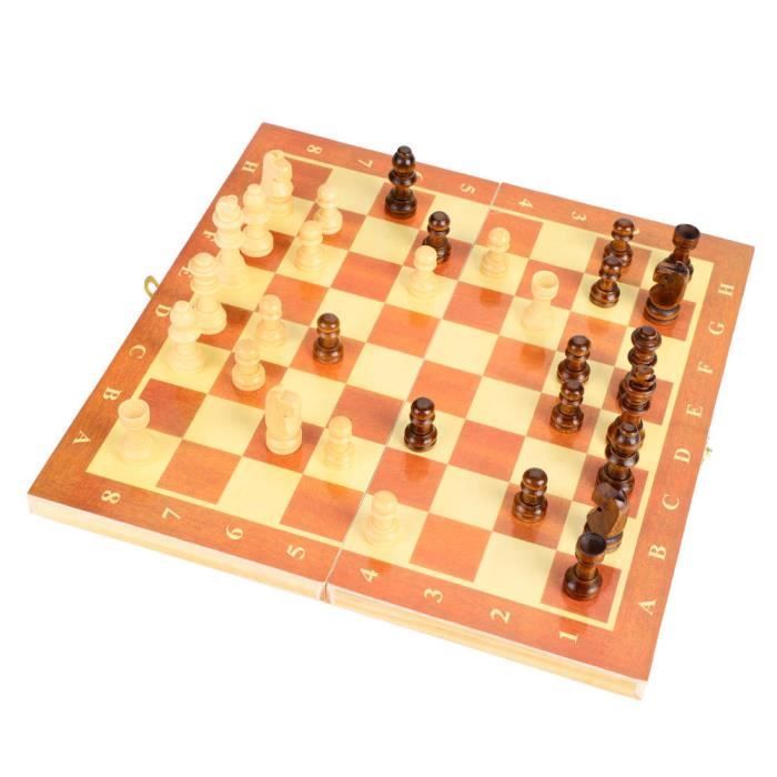 JUCE® Echecs en Bois Pliant Jeux Traditionnels Rangement Portable pour