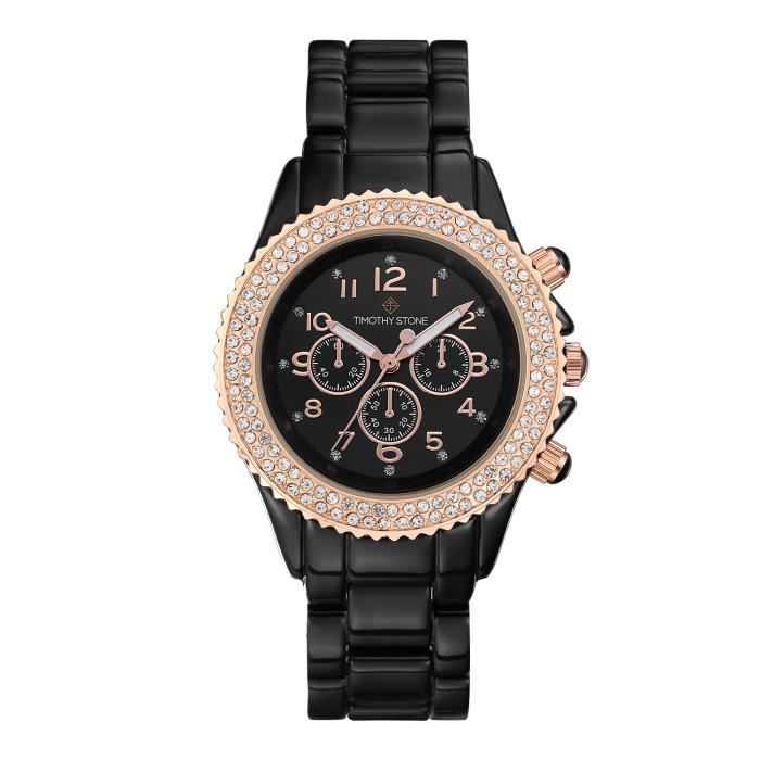 Timothy Stone montre femme avec cristaux Swarovski AMBER Noir