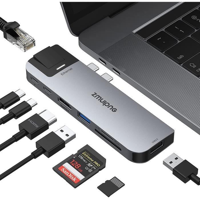 Hub USB C Adaptateur for MacBook Air M1 MacBook Pro 2021-2020-2019-2018 13  15 16 Pouces ,8 in 2 Mac Accessoire USBC Adapter [9] - Cdiscount  Informatique