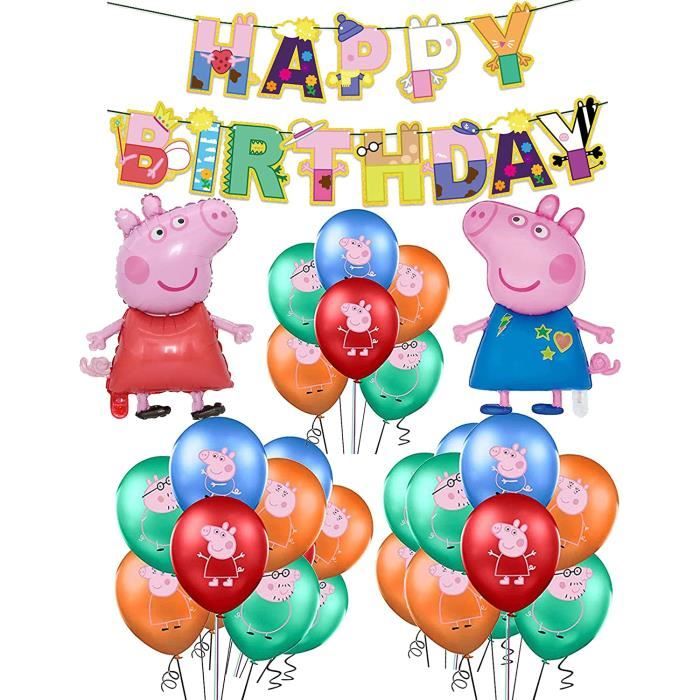 Décoration Anniversaire Peppa Pig Ballons Bannière de Joyeux Anniversaire  George Peppa Pig Helium Ballons pour Enfants Thème Fête D' - Cdiscount  Maison