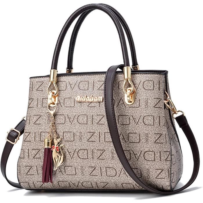 Sac à Main Femme Top Poignée Violet - Bandoulière Amovible - Style Classique Et élégant