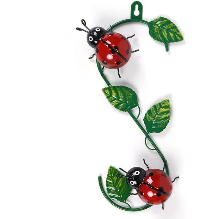 Lembrd Décoration Murale Abeille Et Coccinelle En Métal - Art 3D Feuilles Et Insectes Pour Jardin Ou Intérieur