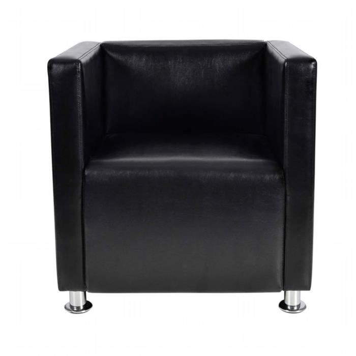 fauteuil lounge design club en cuir synthétique noir - helloshop26 - 1102022/3