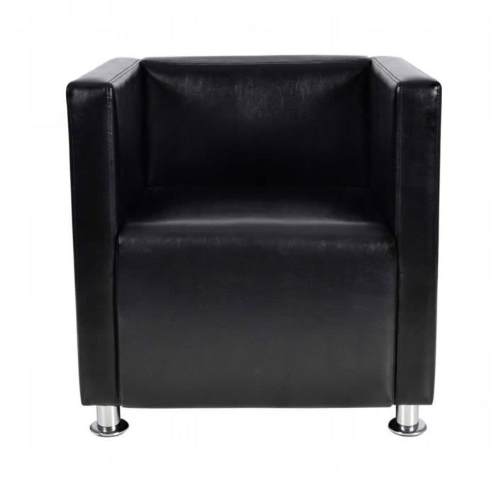 Fauteuil lounge design club en cuir synthétique noir - Helloshop26 - 1102022/3 Fauteuil lounge design club en cuir synthétique noir - Helloshop26 - 1102022/3