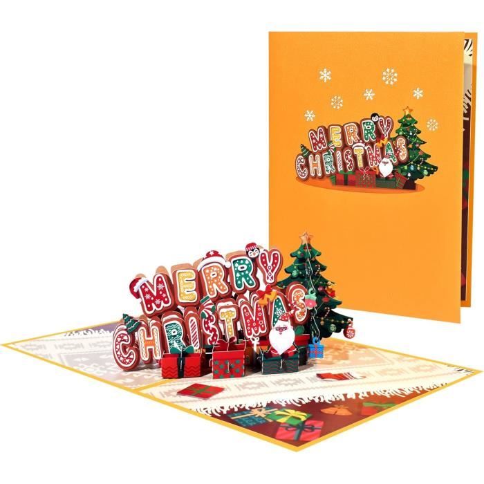 Carte De Noël Pop Up Père Noël, Sapin De Noël & Cadeaux Carte De Vœux