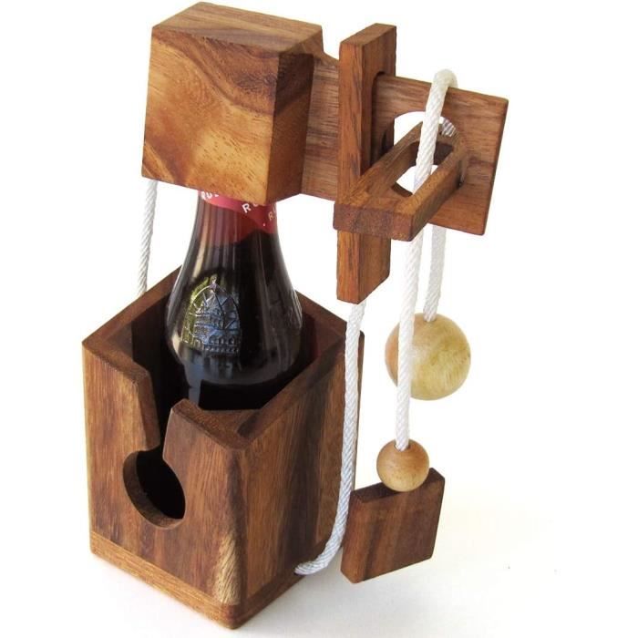Holzpuzzle 'Vorhängeschloss' Von Le Délirant – Aus Akazienholz, Mit Korkenzieher, Schwierigkeit 3/6