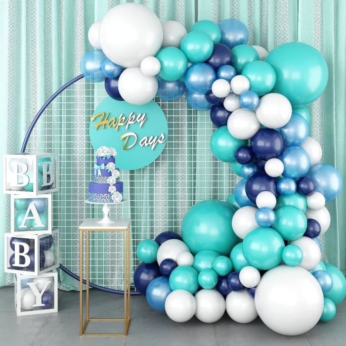 Kit Guirlande Ballons Révélation Sexe – Bleu Et Marron – Peluche Ours – Baby Shower – Boho