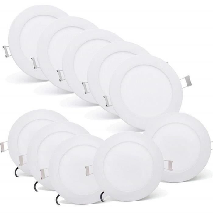 Lot x10 Spot LED encastrable Extra Plat Downlight Rond 3w Slim Blanc Froid  Ultra Slim [Classe énergétique A+++] - Cdiscount Maison