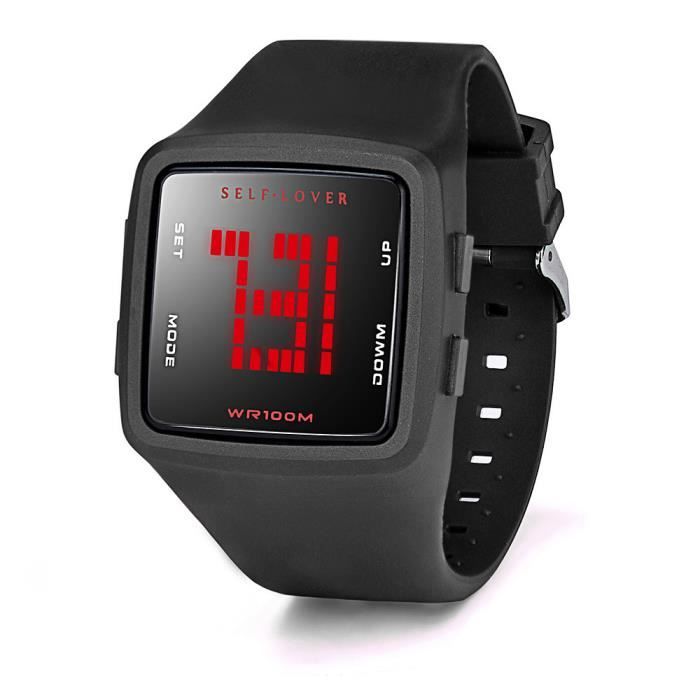 Montre Femme étanche LED Montre numérique Filles silicone place