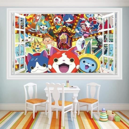 3d Anime Stickers Yo Kai Watch Jibanyan Decoration Murale Salon Chambre Pour Enfants 3d Yo Kai Watch Achat Vente Stickers Cdiscount