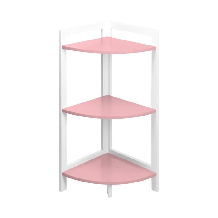 Meuble D Angle 3 Etageres En Mdf 30 30 H70cm Rose Poudre