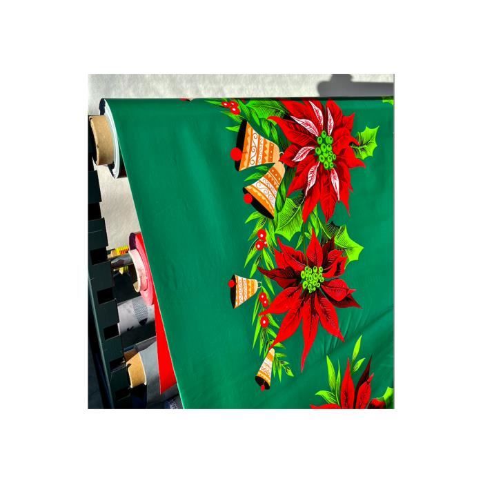 Nortufting Nappe Toile Cirée De Noël - Largeur 140 Cm - New Year Rouge - Roulé Sur Un Tube En