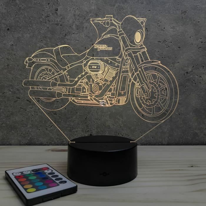 Lampe de chevet veilleuse FatBoy Harley Davidson avec télécommande
