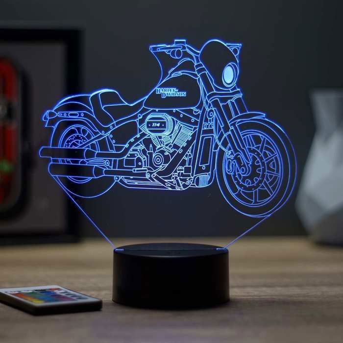 Lampe 3D moto Fat Bob Harley Davidson – LED – Idée Cadeau – Fabriquée en France