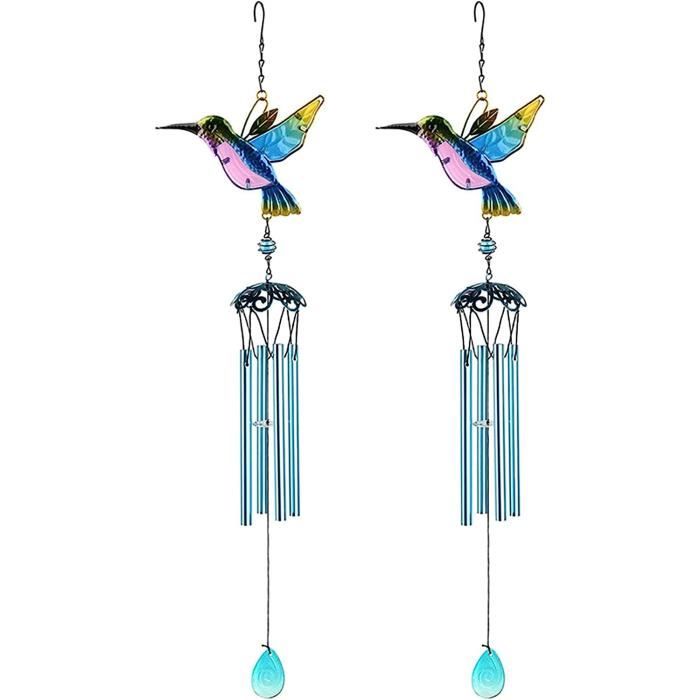 Carillon Éolien Thunderbird Métal NiHome – 7 Oiseaux 4 Tubes 6 Cloches – Jardin Terrasse