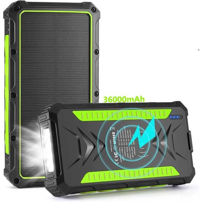 Solaire Power Bank 26800mAh, Elzle Solaire Chargeur Avec 2 USB-A Sortie & 1 USB-C Entrée, Batterie Externe Imperméable Avec 4 Solaire Panneau Et Lampe Torche Pour Smartphones Tablettes Camping