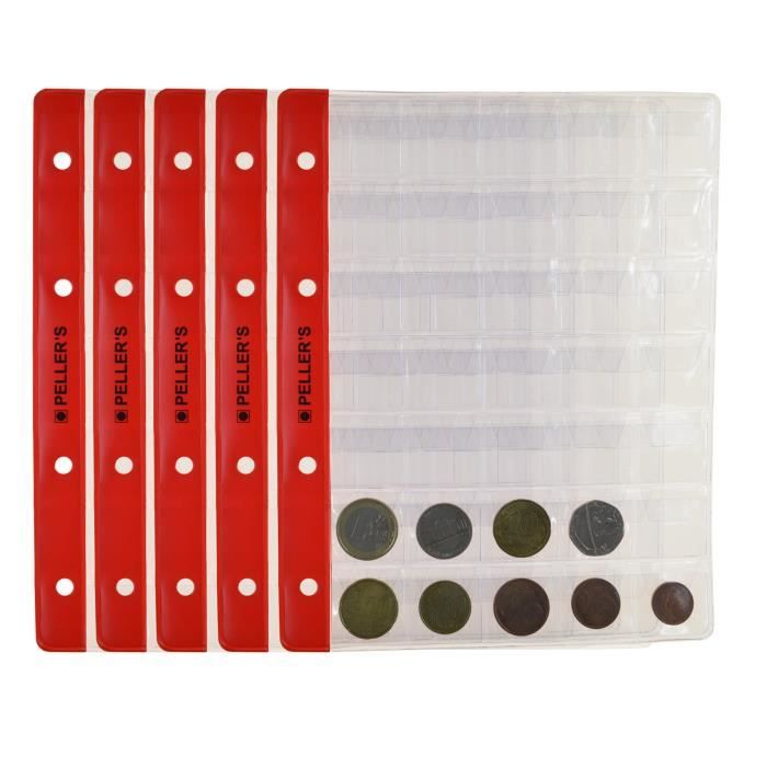 PELLER'S 10 feuilles de collection, 6 pochettes de 55 x 55 mm sur chaque page, pour les grandes pièces jusqu'à 48 mm. Recharge Album S PELLER'S 10 feuilles de collection, 6 pochettes de 55 x 55 mm sur chaque page, pour les grandes pièces jusqu'à 48 mm. Recharge Album S