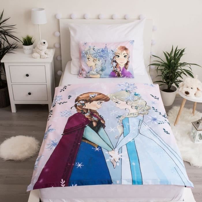 Parure De Lit La Reine Des Neiges - 100% Coton, Housse De Couette 100x135cm + Taie 40x60cm