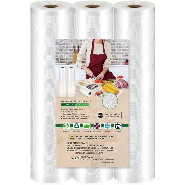 Rouleaux sous vide，Sacs sous Vide Alimentaire 4 Rouleaux, 20 X 600 CM pour  Appareil de