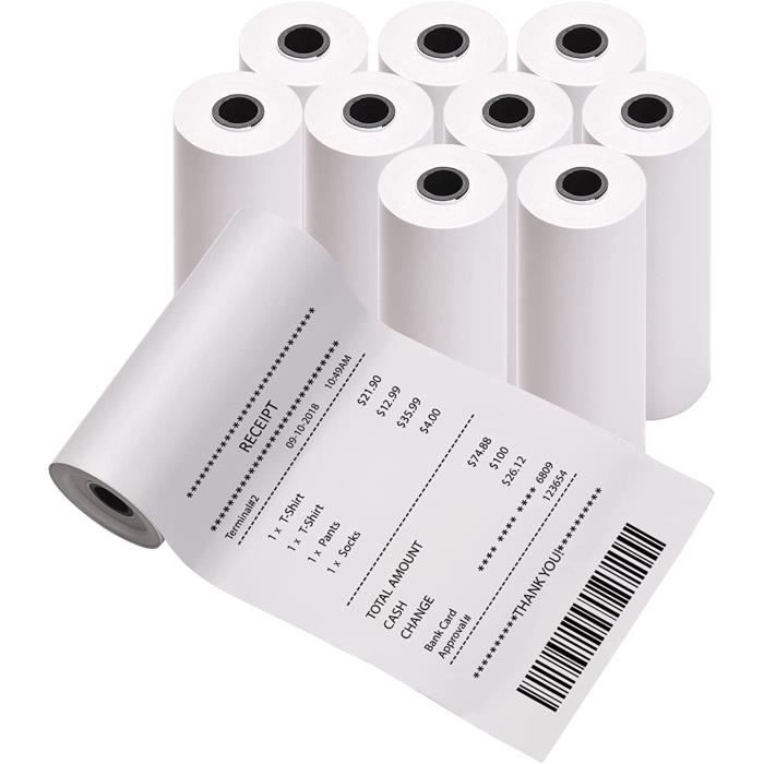 Papier thermique,10 rouleaux de papier d'impression thermique directe blanc  76x30mm papier d'imprimante non adhésif sans BPA é[~410] - Cdiscount  Informatique