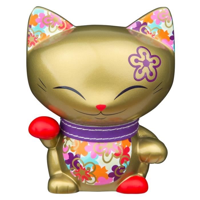 Chat Porte Bonheur Mani The Lucky Cat Dore Collier Violet 11cm Cdiscount Jeux Jouets