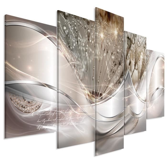 Tableau Modern Dandelions 5 Parts Beige Wide Decoration Image Art Abstraction Fleurs Et Plantes 225x100 Cm Cdiscount Maison
